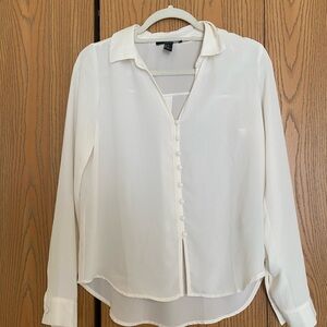 Forever 21 Cream Button-Up Blouse